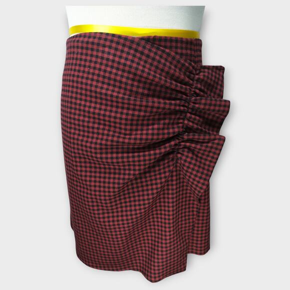 Zara Pants - Zara Women Plaid Ruffled Split Skort Size L Burgundy/Black Size Large